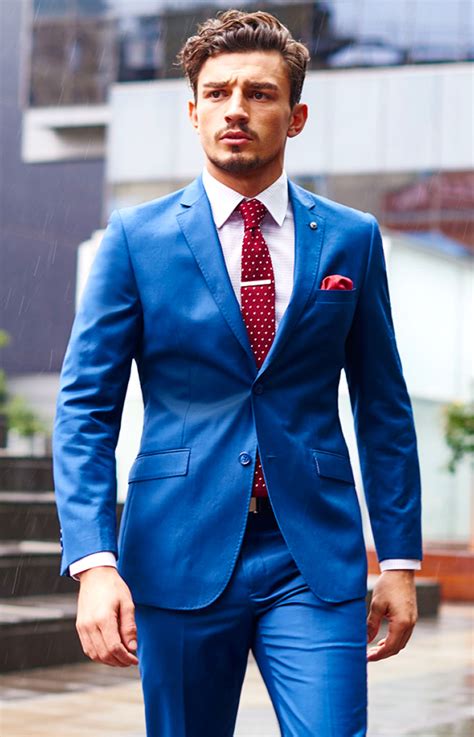 light blue red suit outfits.